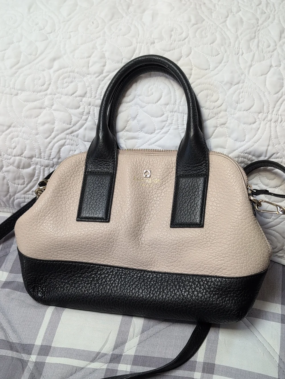kate spade Two-Tone Black and Cream Leather Satchel